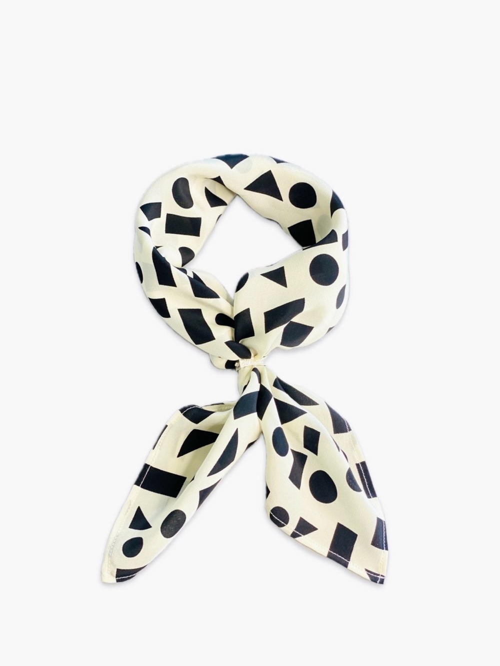 NWT SILKLETTE Geometrics 100% Fine Silk Black/Cream Kerchief Scarf